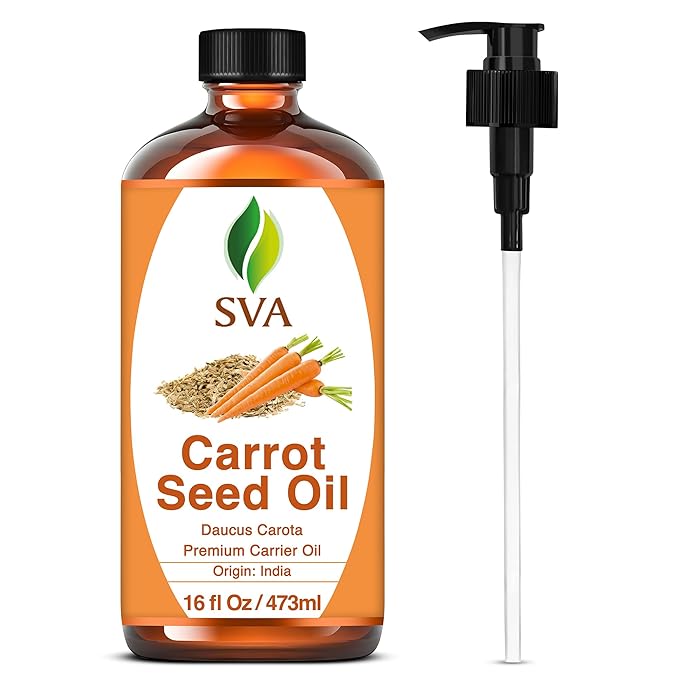 SVA Carrot Seed Oil - 16 Fl Oz – 100% Natural Cold Pressed Carrot Oil - for Face, Skin Care, Hair Care, Scalp Massage & Body Massage – Carrier Oil - Bloomnest