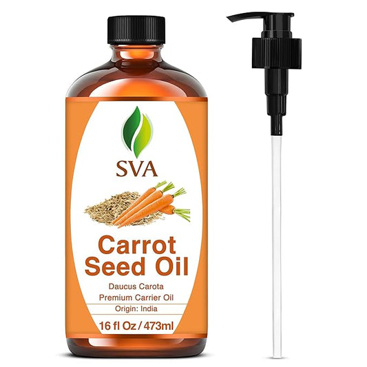 SVA Carrot Seed Oil - 16 Fl Oz – 100% Natural Cold Pressed Carrot Oil - for Face, Skin Care, Hair Care, Scalp Massage & Body Massage – Carrier Oil - Bloomnest
