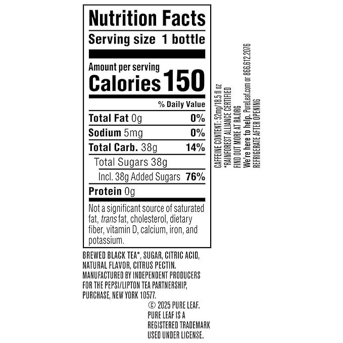 Pure Leaf Iced Tea, Sweetened Lemon, Real Brewed Tea, 18.5 Fl Oz Bottles (Pack of 12) - Bloomnest