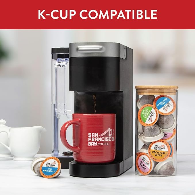 San Francisco Bay Compostable Coffee Pods - Variety Pack Medium Roast (40 Ct) K Cup Compatible including Keurig 2.0, Colombian, Breakfast, Organic Rainforest, Donut Shop - Bloomnest