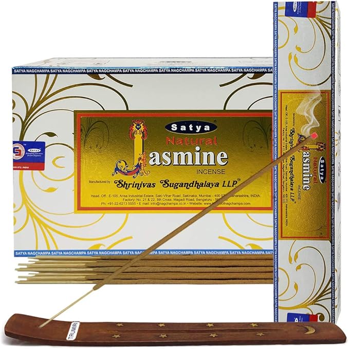 Natural Jasmine Incense Sticks and Incense Stick Holder Bundle Insence Insense Satya - Bloomnest