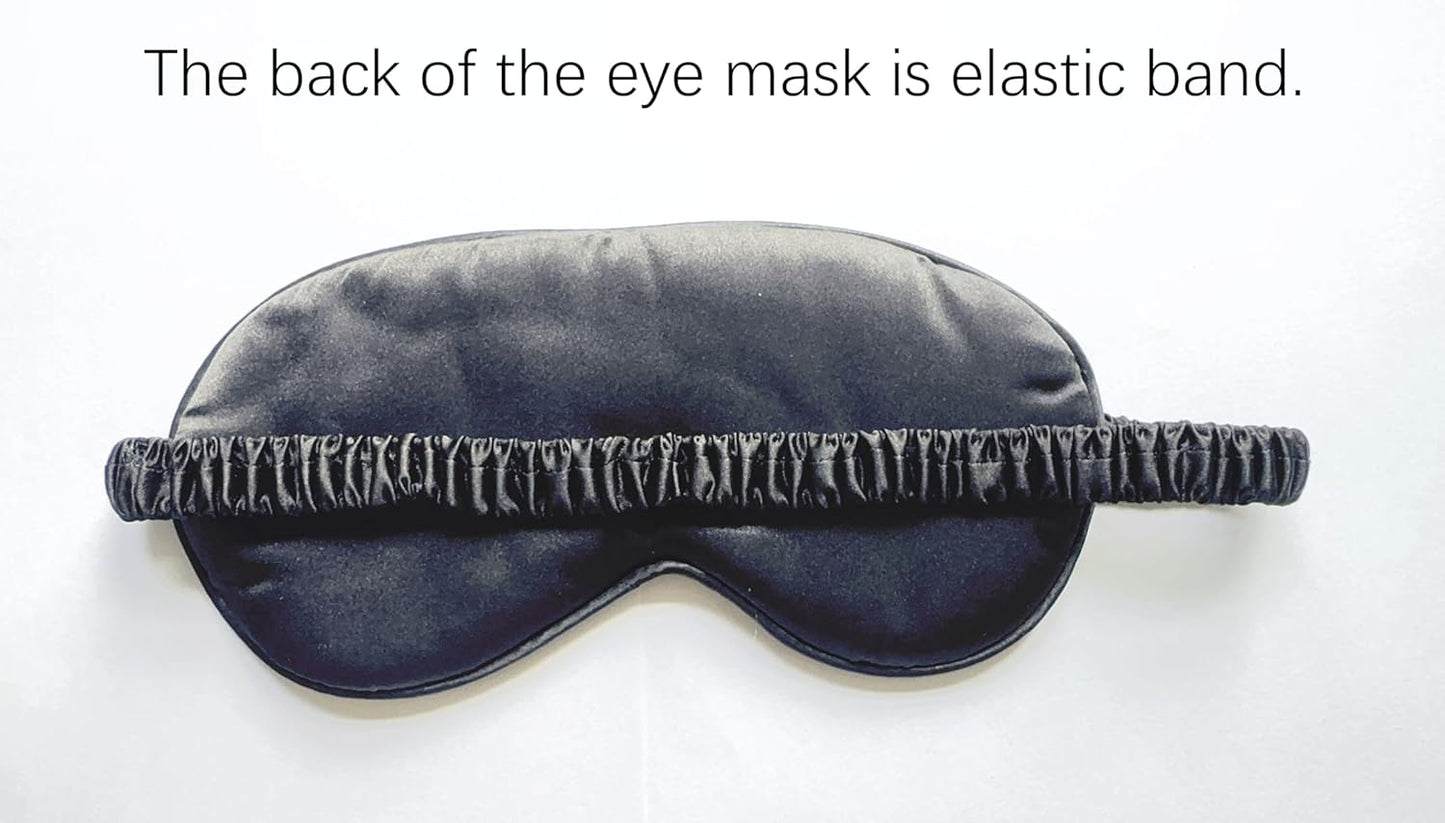 Silk Eye Mask for Sleeping - Satin Eye Cover with Silk Storage Bag Dark_Black 3Pcs Save 20%