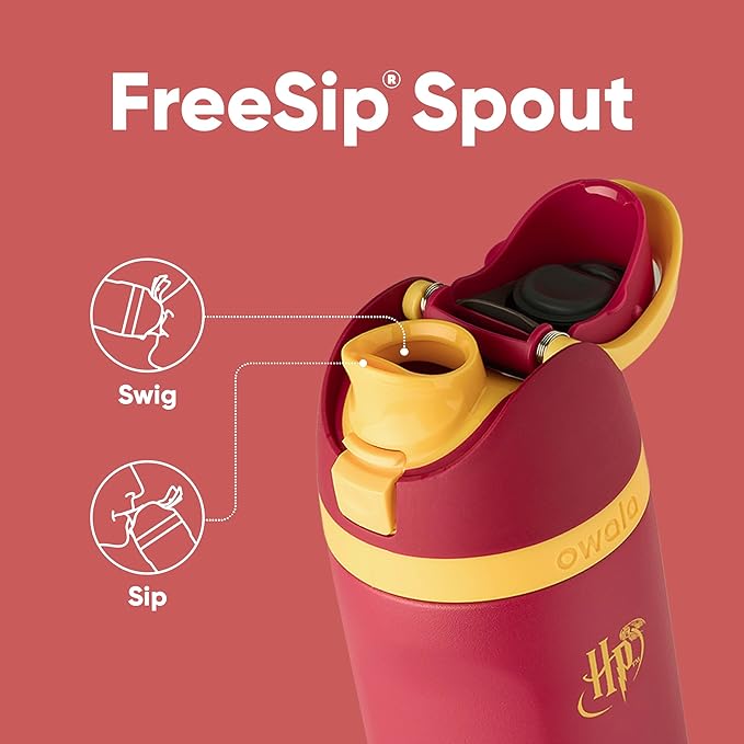 Owala Harry Potter FreeSip Insulated Stainless Steel Water Bottle with Straw, BPA-Free Sports Water Bottle, Great for Travel, 24 Oz, Gryffindor Owala