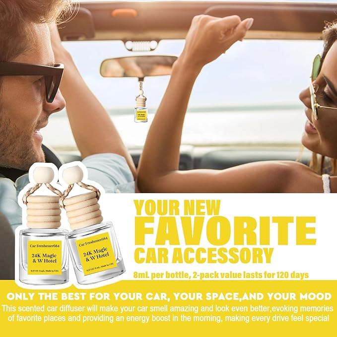 C Classy Car Air Freshener Hanging 2 Pack, Air Fresheners, Hotel Scent Diffuser Oil for Cars, Long-Lasting Fragrance, Cute Car Accessories, C ar Freshener for Women & Men Gift, Made in USA - Bloomnest