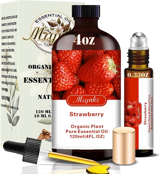 Strawberry Essential Oil-Strawberry Fragrance Oil 4.33oz (130ml)-100% Pure Natural Scent for Diffusers, Candles, Soap Making & Aromatherapy-Relaxing Home & Gift Essential Oil for Bath, Massage - Bloomnest