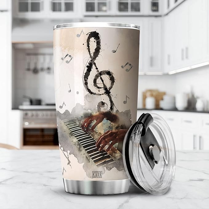Piano Coffee Tumbler 20 Oz With Lid And Into The Music I Get To Lose My Mind And Find My Soul Pianist Gifts For Women Insulated Cup Music Enthusiast Gifts For Piano Teachers - Bloomnest