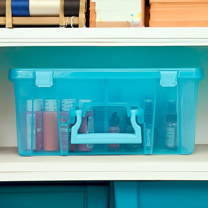 ArtBin 6990AA Super Satchel Double Deep Compartment Box - Art Storage with 8 Removable Compartments, Smart Closure for Craft Supplies (Aqua Mist- Pack of 1) - Bloomnest