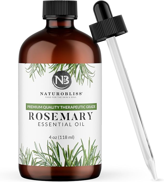 NaturoBliss 100% Pure Rosemary Essential Oil Therapeutic Grade Premium Quality (4 fl. oz) with Glass Dropper, Perfect for Aromatherapy - Bloomnest