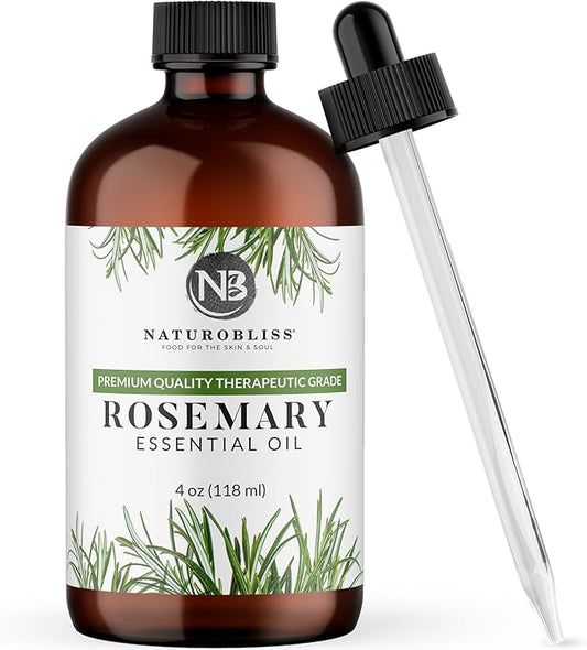 NaturoBliss 100% Pure Rosemary Essential Oil Therapeutic Grade Premium Quality (4 fl. oz) with Glass Dropper, Perfect for Aromatherapy - Bloomnest