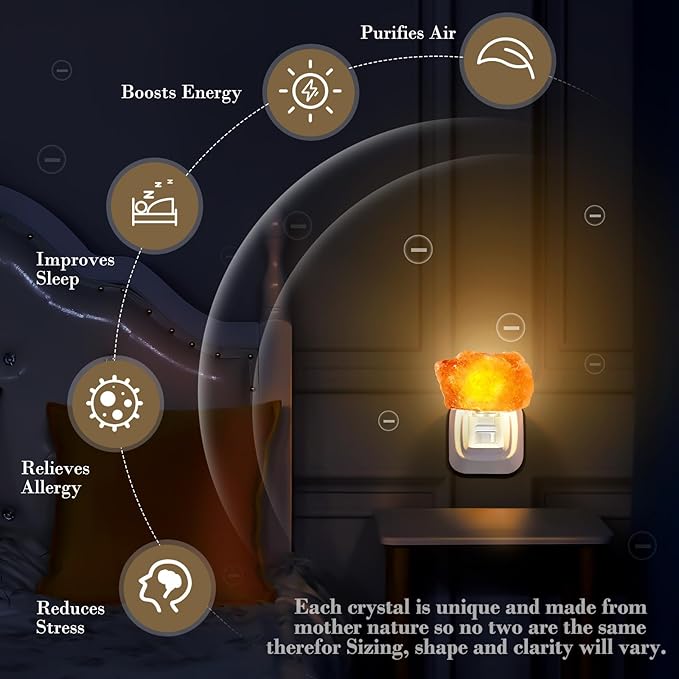 3 Pack Himalayan Salt Lamp Night Light Crystal Night Light Lamp Plug in Rotatable Wall Purifier Made of Natural Salt Stone Sea for Home - Bloomnest