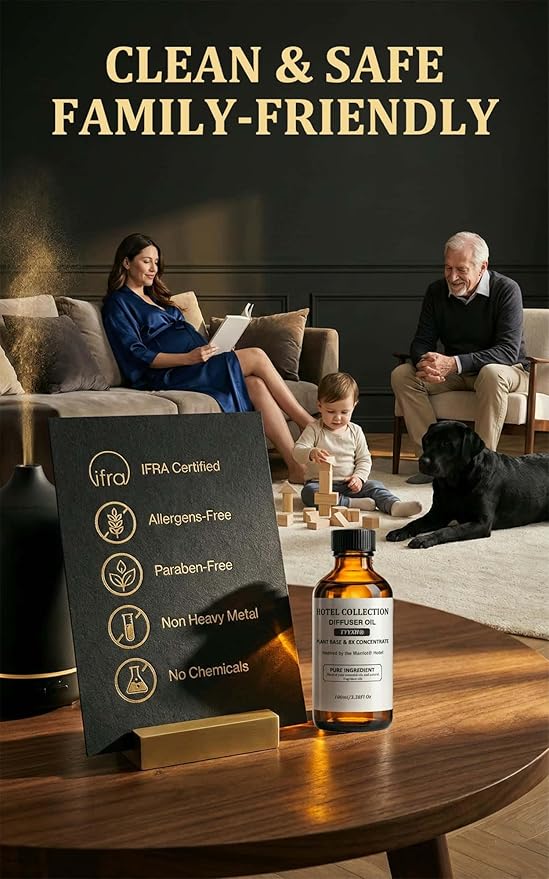 Hotel Diffuser Oil Inspired by Marrio.tt – Fragrance & Essential Oil Blend for Waterless & Cold Air Diffusers – Citrus, Vanilla, Cedar – Long-Lasting Aroma – Aromatherapy – 3.38 Fl Oz Glass Bottle - Bloomnest
