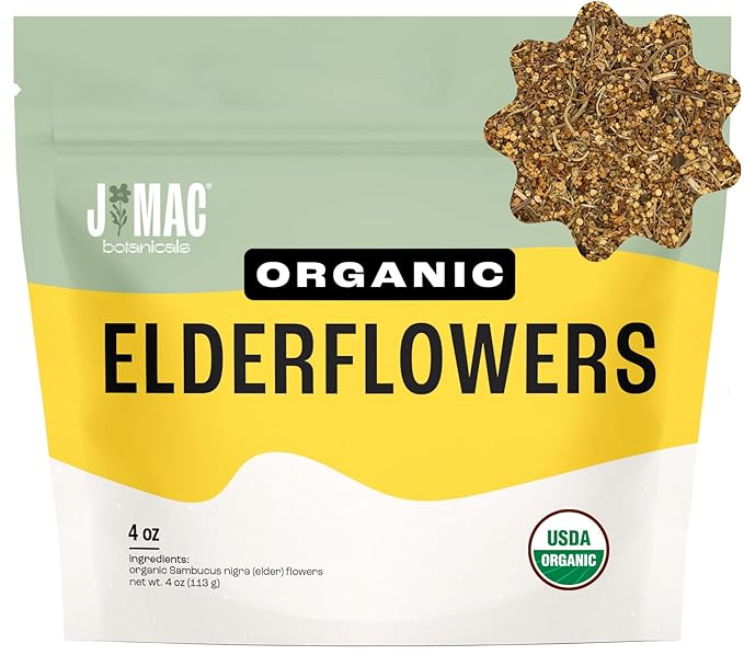J MAC BOTANICALS Organic Elderflower, Herbal Tea - 4 Ounces - Bloomnest