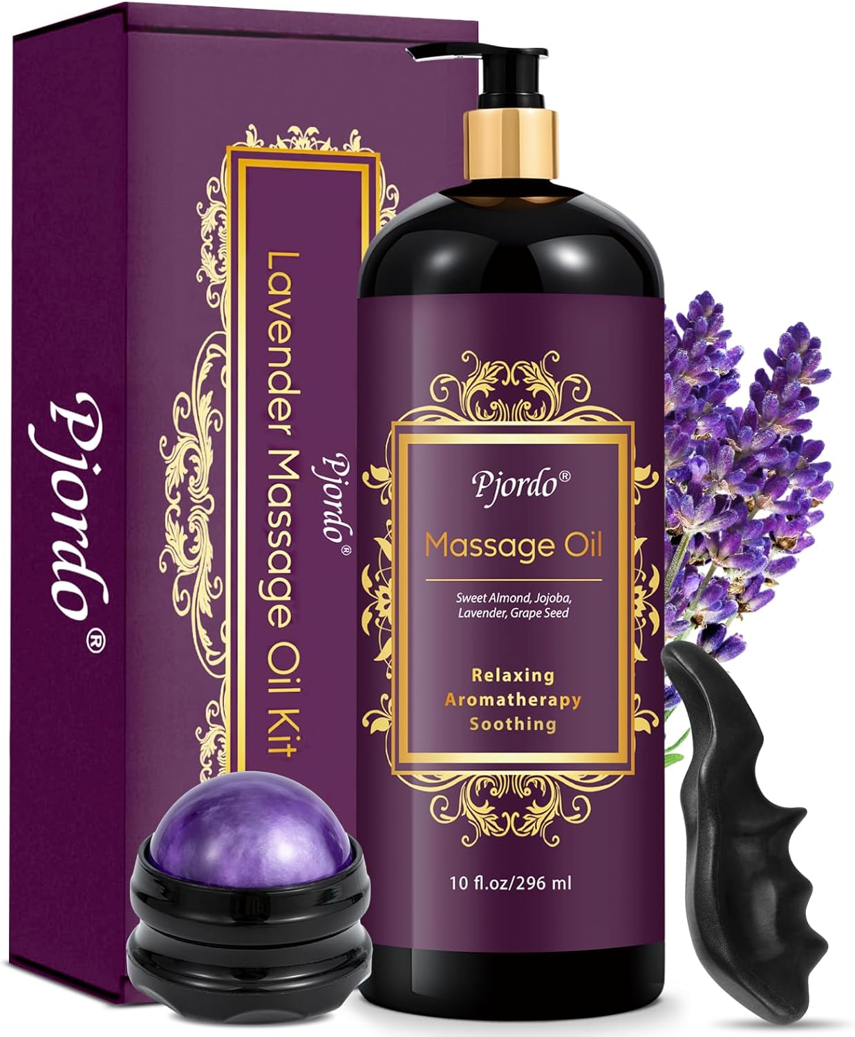 Aromatherapy Lavender Massage Oil, Massage Oil for Massage Therapy, Calming, Soothing, Relaxing, Spa Gifts for Him Her, 10 Fl Oz