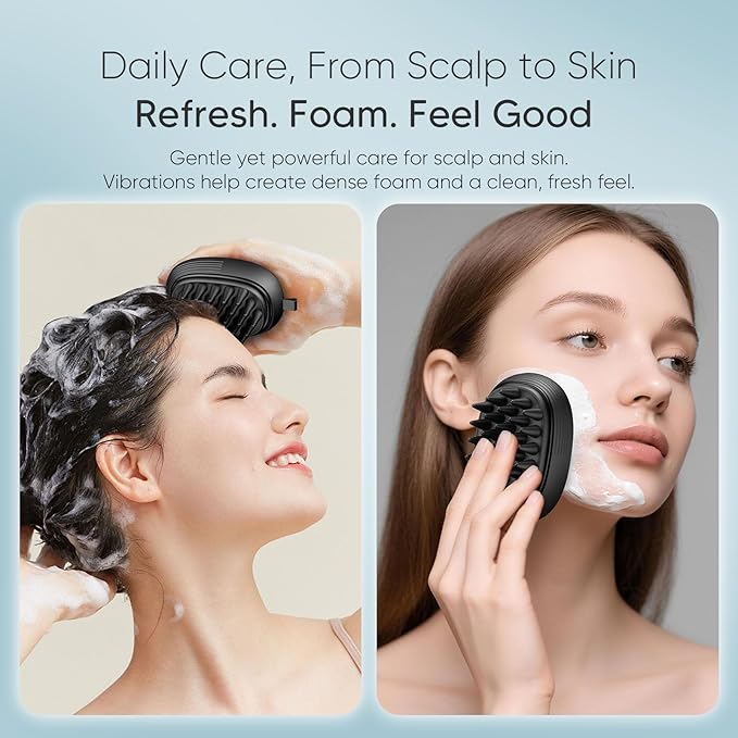 EKZ Sonic Vibrating Scalp Massager Shampoo Brush: Electric Silicone Hair Scrubber for Deep Scalp Clean, Dandruff Removal, Exfoliation, Stress Relief & Hair Growth –Suitable for Women, Men, Kids & Pets EKZ