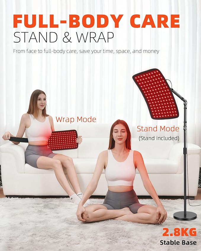 Red Light Therapy for Body, 3 in 1 Infrared Red Light Therapy Lamp with Stand & Wrap, 660nm+850nm, 4 Modes & 6 Timers, Full Body Red Light Panel at Home for Beauty Recovery Relaxation Bloomnest