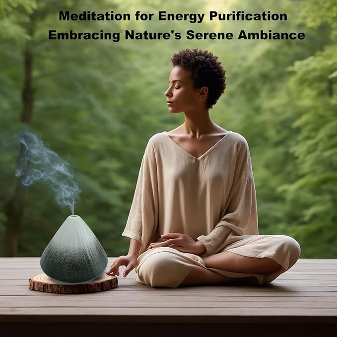 Ceramic Palo Santo Holder,Fuji Mountain Shape Incense Stick Burner for Yoga,Meditation,and Energy Cleansing Shower, Anxiety Relief for Women,Meditation with Gift Box (Black and White) - Bloomnest
