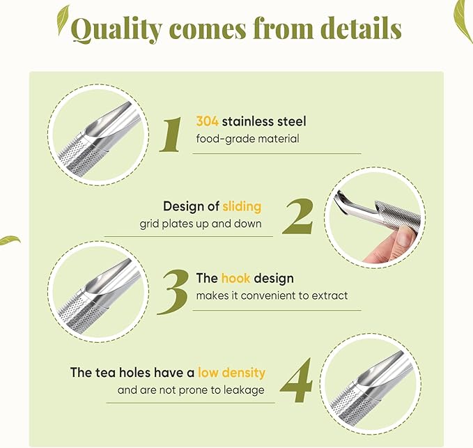 2 Pcs Tea Infuser, Tea Diffusers for Loose Tea with Teaspoon Tea-tweezers Steel Wire Cloth, for All Kinds of Tea - Bloomnest