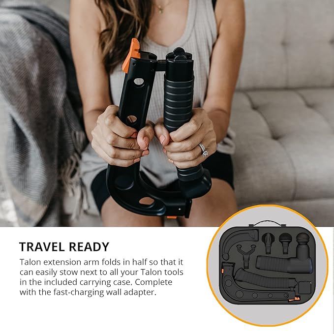 Brazyn - Talon Percussion Massage Gun + Massage Cane + Gun Holder System - Deep Tissue Muscle Massager with Arm Attachment for Whole Body Pain Relief, Upper and Lower Back, Neck & Shoulder Relaxer - Bloomnest