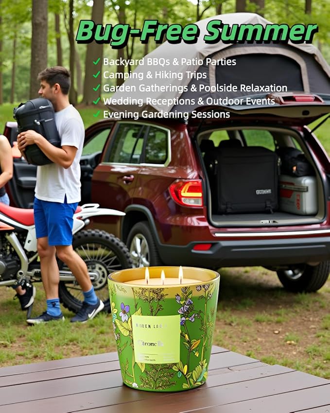 Citronella Candles Outdoor Large, 3-Wick / 30oz Large Soy Candle, Long Lasting Highly Scented,Candle for Patio, Garden & Camping, Summer Camping Huge. - Bloomnest