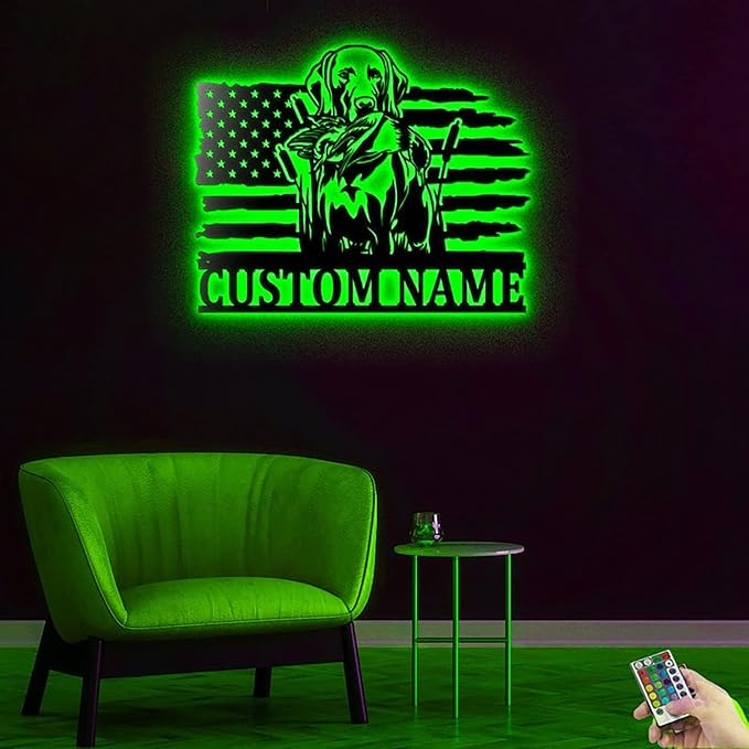 Lovely POD Personalized Metal Sign - Custom Dog Name Art With Led Light, Wall Decor For Living Room, Duck Hunting Home Decor - Bloomnest