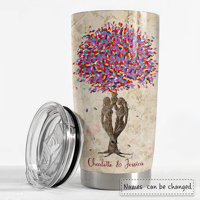 SANDJEST Personalized Best Friend Tumbler Bestie Tree 20oz 30oz Tumblers with Lid Gift for Women Girl Best Friends Besties Soul Sisters Christmas Birthday - Bloomnest
