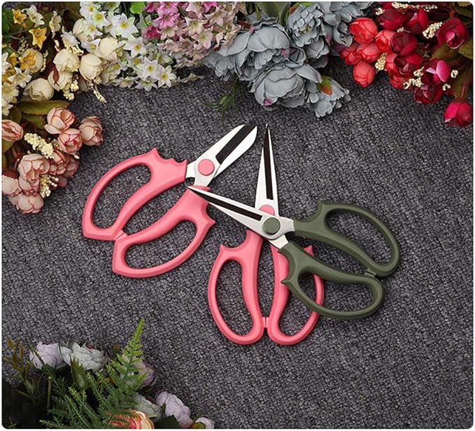 Leize Flower Scissors, Premium Thickened Stainless Steel Floral Shears, Strong Pruner for Flowers, Branches and Leaves (Grey Green Slender) - Bloomnest