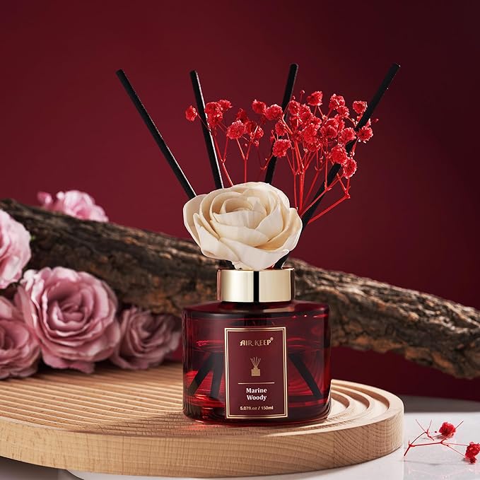 Airkeep Flower Reed Diffusers Set, 5.07 oz Pineapple/Rose/Cedarwood Scented Oil Diffuser with 8 Reed Sticks, Home Fragrance Diffuser Gift Set for Bathroom & Office Decor 150ml - Bloomnest