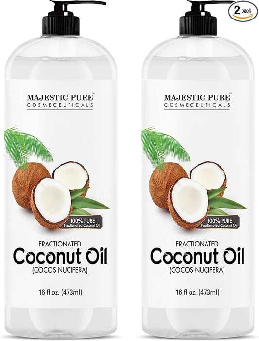Majestic Pure Fractionated Coconut Oil - Relaxing Massage Oil, Liquid Carrier Oil for Diluting Essential Oils - Skin, Lip, Body & Hair Oil Moisturizer & Softener - 16 fl oz (Pack of 2) - Bloomnest