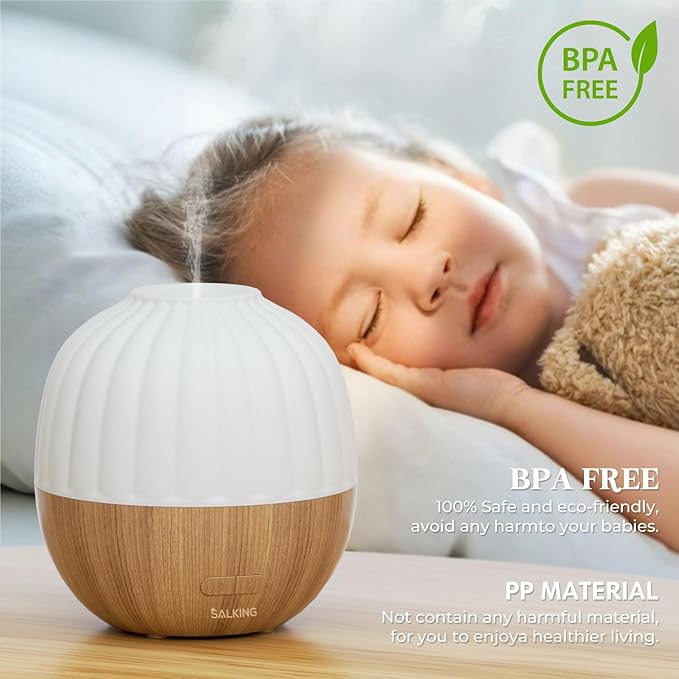 SALKING Essential Oil Diffuser, 300ml Aromatherapy Diffuser for Essential Oils, Ultrasonic Diffuser with Adjustable Mist Mode Timers, Cool Mist Humidifier with 8 Color Lights, for Office Home - Bloomnest