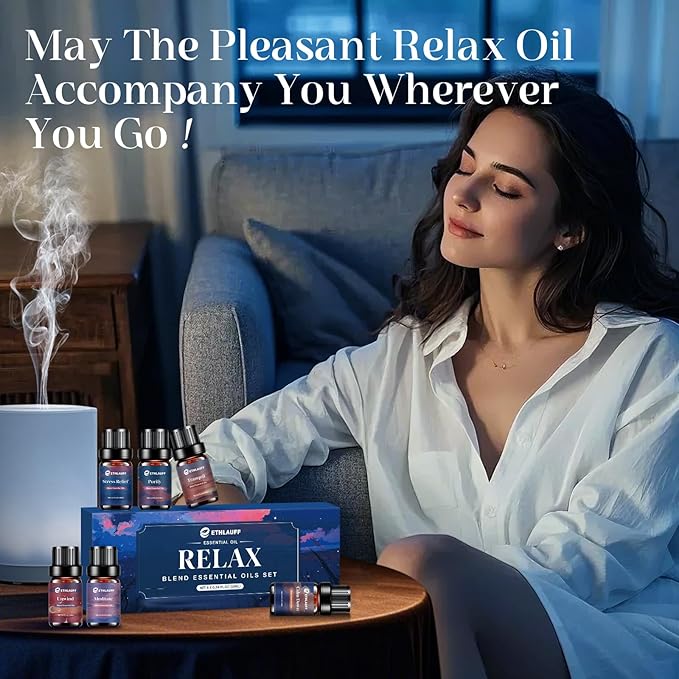 Relax Diffuser Oil, Eessential Diffuser Oil for Home, Humidifiers, Candle Making, Aromatherapy - Stress Relief, Calm Down, Tranquil, Meditate, Unwind, Purify, 6x10ml - Bloomnest