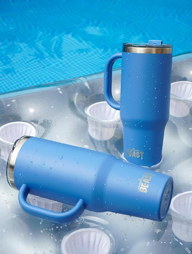 Beast 50 oz Tumbler Stainless Steel Vacuum Insulated Coffee Ice Cup Double Wall Travel Flask (Stormy Sky Blue) - Bloomnest