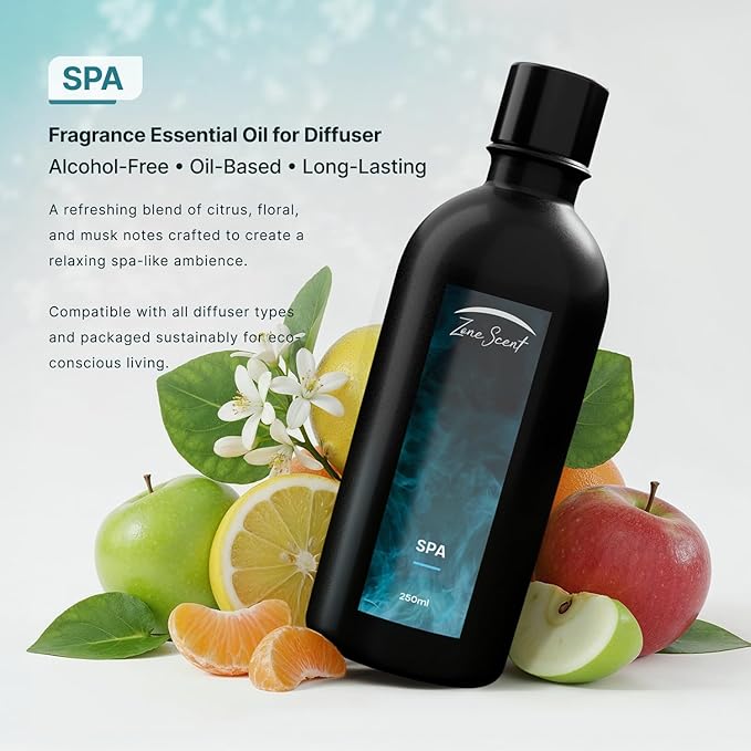 SPA Luxury Essential Oil for Diffusers - Relaxing Citrus & Floral Aromatherapy with Lemon & Jasmine - Soothing Spa Scent for Home & HVAC Systems ZoneScent