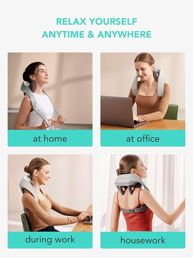 SKG Neck Massager for Pain Relief Deep Tissue 6D Kneading with Heat Cordless Neck and Shoulder Massage Gifts for Men and Women H5 mini