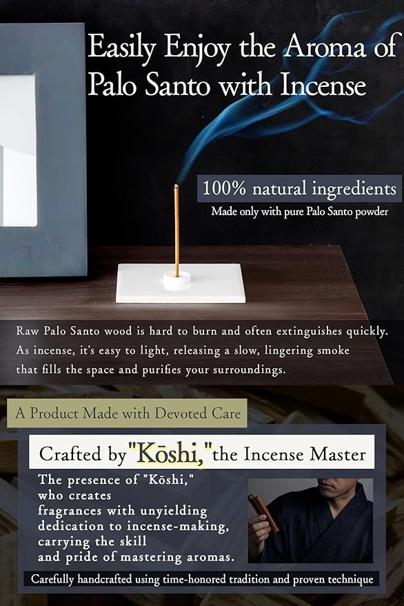 TOMORI Incense Sticks Palo Santo Approx 30pcs 100% Natural Wood Aroma Energy Cleansing No Synthetic Fragrance Yoga Meditation Stress Relief Japanese Incense - Bloomnest