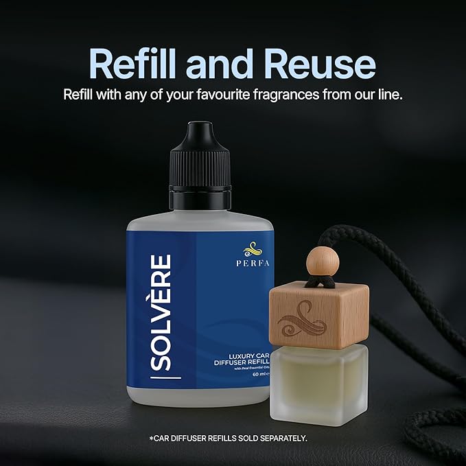Solvere Diffuser with Vent Clip | Strong Automotive Freshener Long Lasting | Powerful Car Fresheners for Men with Odour Eliminating Technology | Luxury Air Freshener by Perfa - Bloomnest