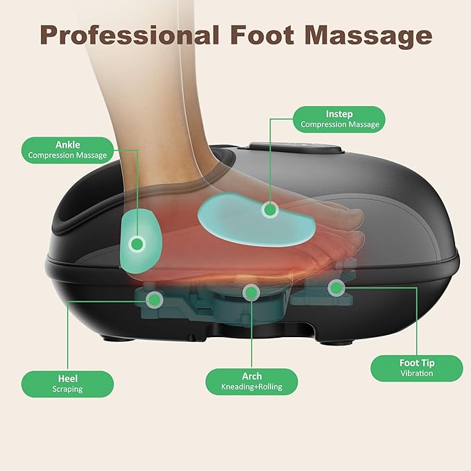 Foot Massager with Heat,Compression,Vibration, FSA Eligible/HSA Eligible Shiatsu Feet Massager for Plantar Fasciitis,Neuropathy, Heated Foot Massage Warmer, Size 13, Gifts, Remote Control - Bloomnest