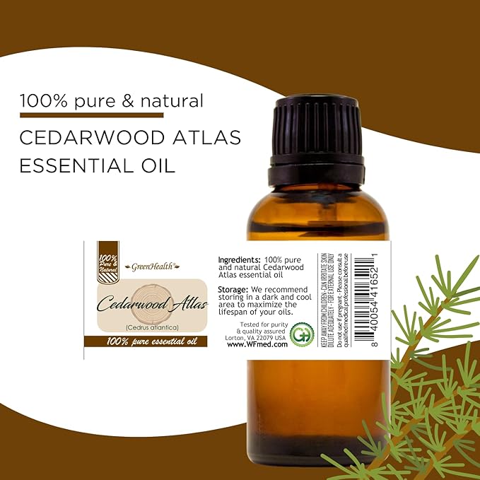 2 fl oz - Cedarwood Atlas Essential Oil - 100% Pure Essential - GreenHealth Greenals