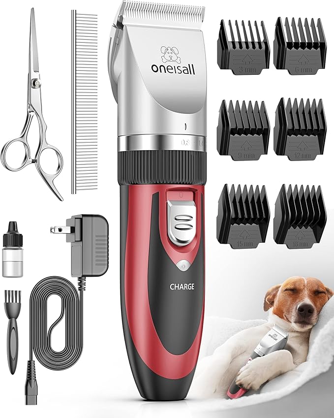 oneisall Dog Shaver Clippers Low Noise Rechargeable Cordless Electric Quiet Hair Clippers Set for Dogs Cats Pets - Bloomnest