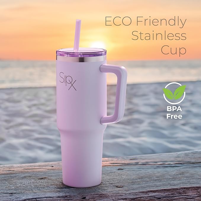 SIPX™ Insulated Tumbler With Lid And Straw, 40oz. Tumbler With Handle Keeps Cold 12 Hours, Water Bottle Thermos With Lid, BPA-Free Reusable Insulated Coffee Tumblers, Travel Mug Great For Beach Party - Bloomnest