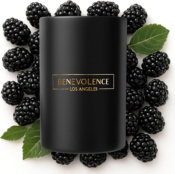 Benevolence LA Black Berries (Baies) Scented Candle | Soy Christmas Candles, Black Candle for Home | Holiday Candles Gifts for Women and Men | Home Fragrance | Aromatherapy | Bathroom Freshener | 10oz - Bloomnest