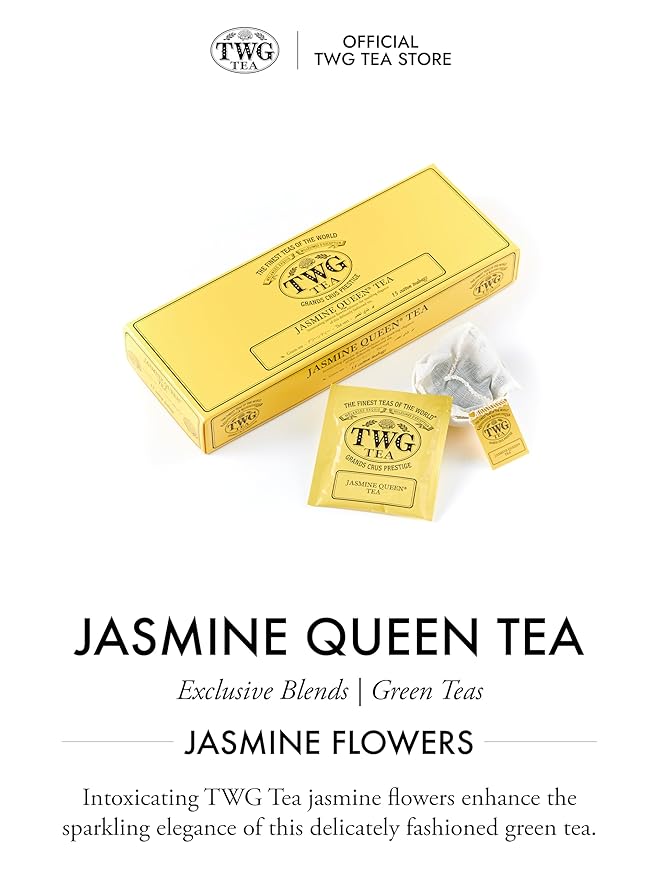 TWG Tea | Jasmine Queen Tea | Green Tea | Sweet Lemon & Rose | 15 Hand Sewn Cotton Teabags | Gift Set - Bloomnest