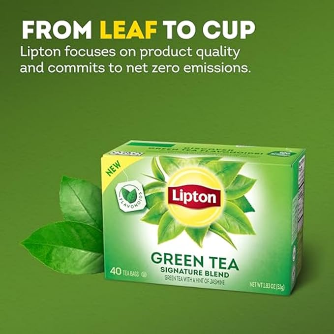 Lipton Signature Blend Green Tea Bags, Unsweetened Teabags for Hot Tea or Iced Tea with Caffeine and Flavonoids, 240 Total Tea Bags (40ct - Pack of 6) - Bloomnest