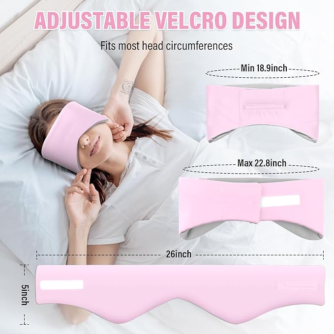 Sleep Mask, Eye Mask for Sleeping with Heads Adjustable, Earmuffs for Sleep for Men & Women, 2 in 1 Ear Mask and Blindfold, Soft Dual-Sided All-Season Eye Cover for Side Sleepers (Pink) - Bloomnest