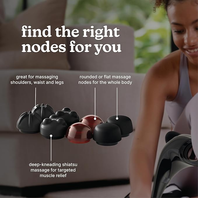 Homedics Handheld Back Massager, Dual Heated Nodes, Neck, and Body Percussion Massager with Interchangeable Nodes to Release Back, Neck, Shoulder Leg and Foot Tension - Bloomnest