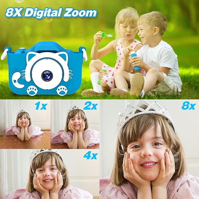 Goopow Kids Camera Toys for 3-8 Year Old Girls Boys,Children Digital Video Camcorder Camera with Cartoon Soft Cover, Best Chritmas Birthday Festival Gift for Kids - 32G SD Card Included - Bloomnest
