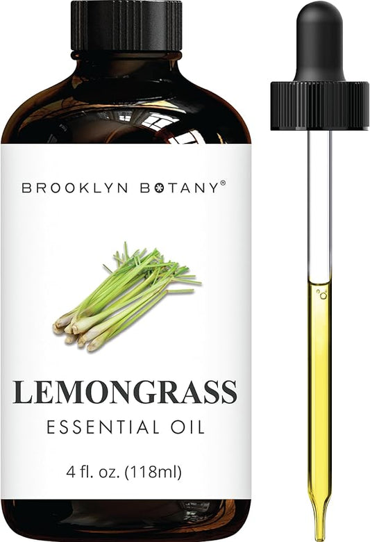 Brooklyn Botany Lemongrass Essential Oil - Huge 4 Fl Oz - 100% Pure and Natural - Premium Grade with Dropper - for Aromatherapy and Diffuser - Bloomnest