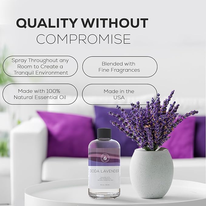 Aroma Country Doda Lavender Diffuser Oil - Luxury Essential Oils for Diffuser Refill & Air Freshener Room Spray - Long-Lasting & Natural Home Fragrance, Lavender Scented Oil for Diffusers (8.5 Fl. oz) AromaCountry