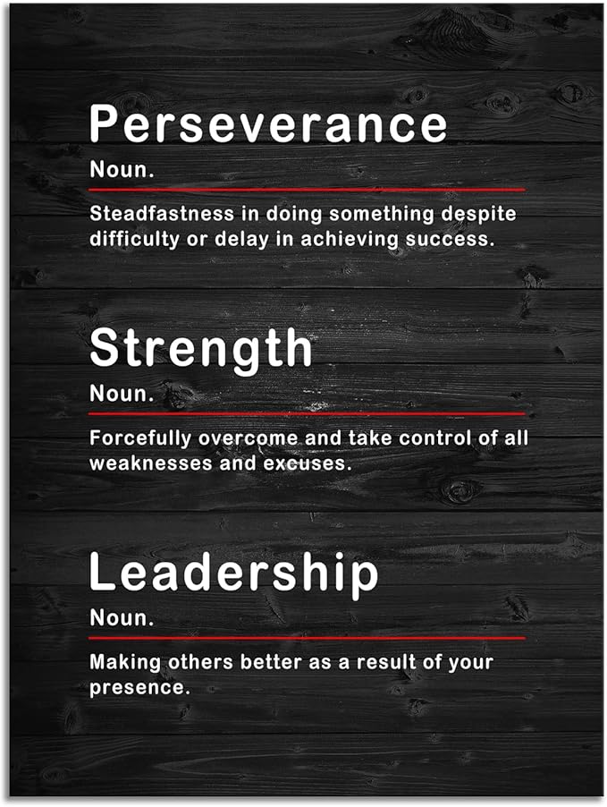 Inspirational Wall Art Canvas Office Wall Decor Perseverance Strength Leadership Noun Print Motivational Quotes for Wall Art Painting Poster Modern Home Gym Classroom Decor Framed[30''W x 40''H] - Bloomnest