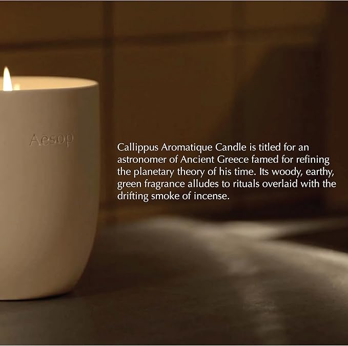 Aesop Callippus Aromatique Candle | Woody, Earthy, Green Scented | 55-65 Hour Burn Time | Vegan-Friendly | 10.5 oz - Bloomnest