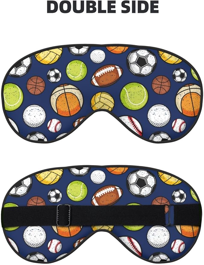 Sleep Eye Mask Retro Colorful Sport Balls Sleep Mask for Women Men Comfortable Eye Mask with Adjustable Strap Soft Eye Cover Blindfold for Travel Yoga Nap Shift Work - Bloomnest